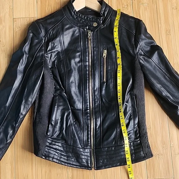 MK 100% Leather motto jacket L - Picture 9 of 13